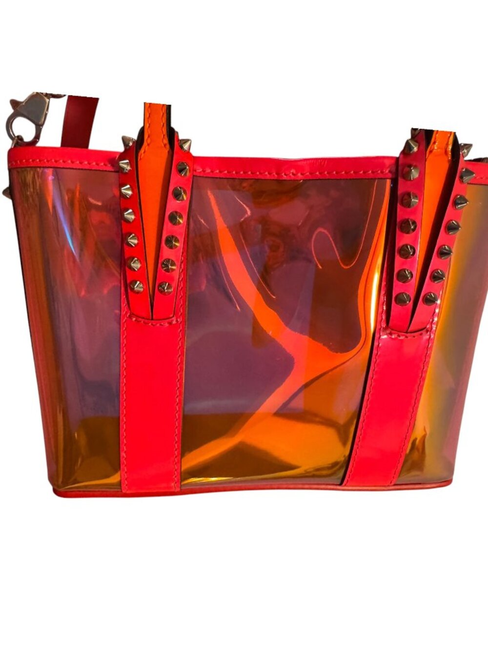 Christian Louboutin Mini Tote | Neon Pink Iridescent TPU | EUC | COA Included